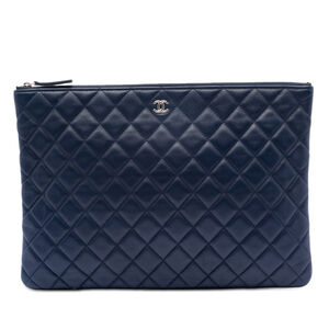 Pre-Loved Chanel Large Quilted Lambskin O Case Clutch